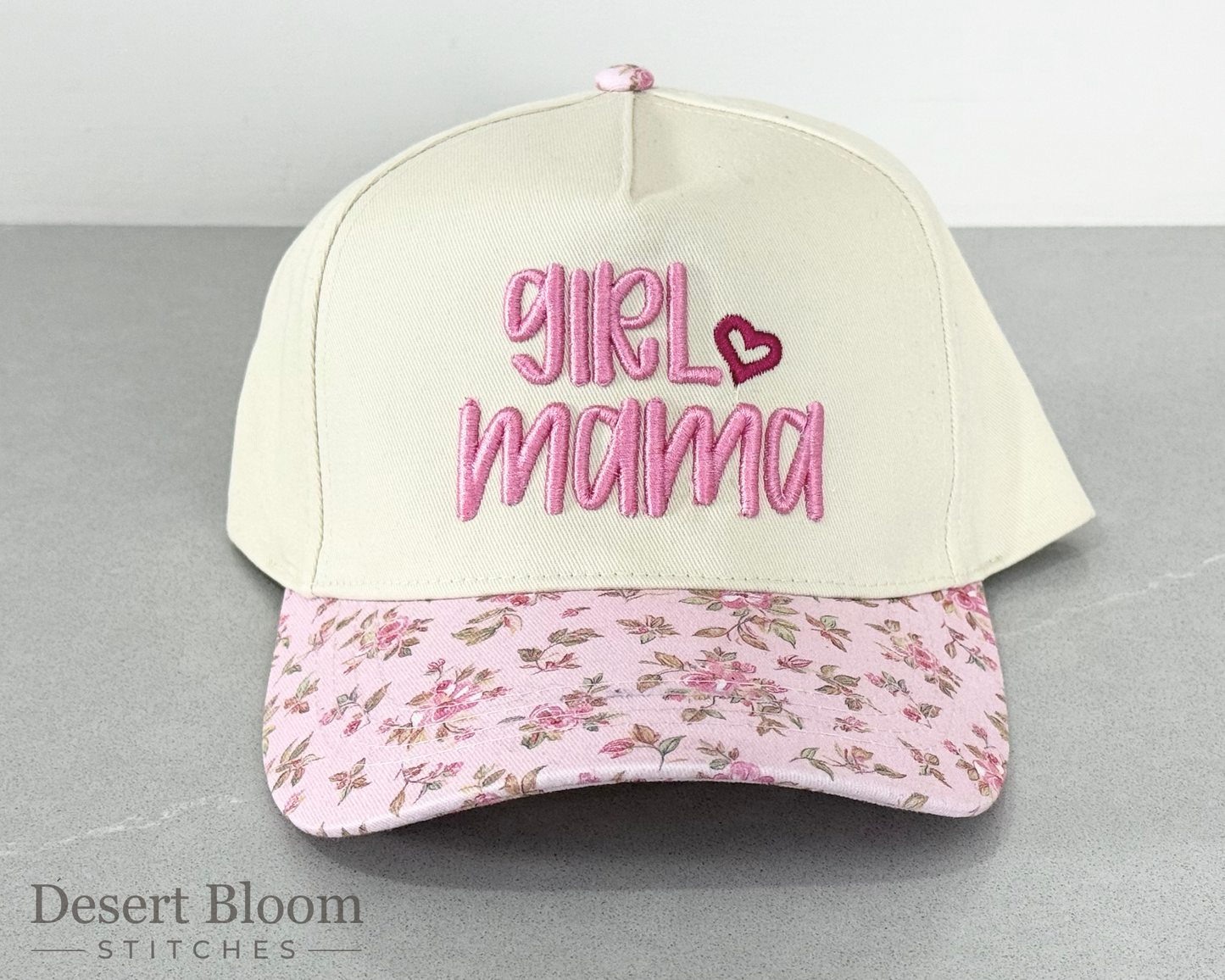Girl Mama Floral Brim Hat - 3D PUFF